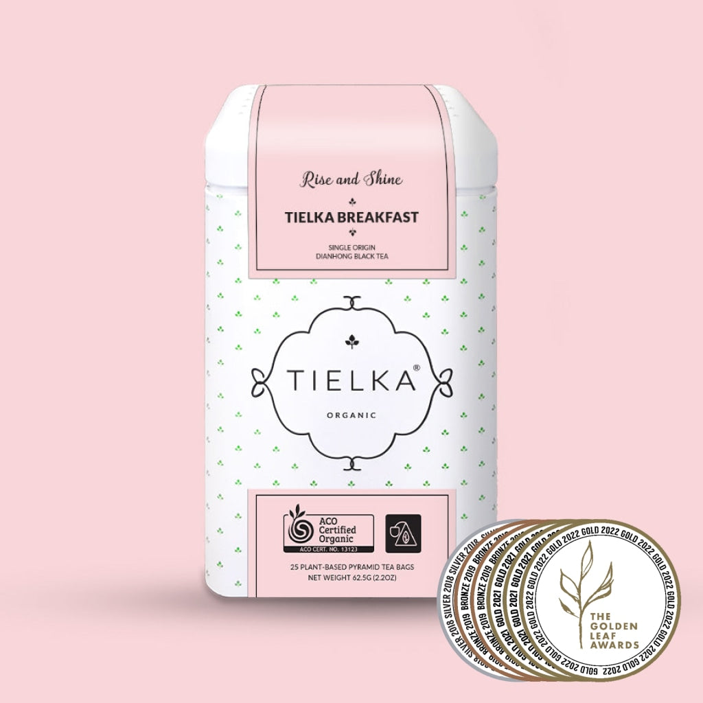 Tielka Breakfast Pyramid Tea Bags Tin - 25Pk Certified Organic